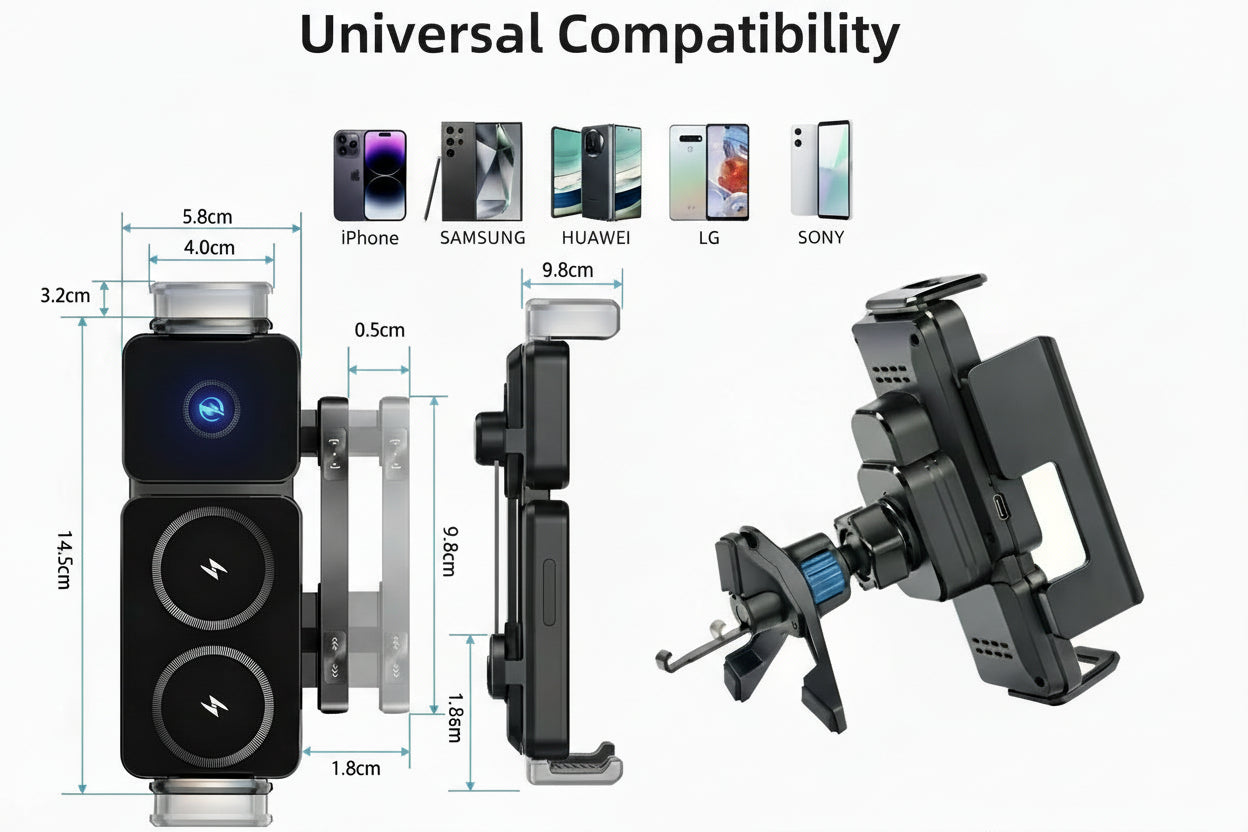 Mocny Uchwyt Samochodowy Qi