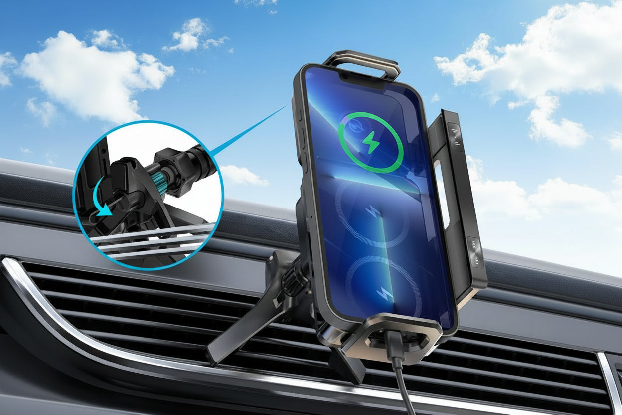 Mocny Uchwyt Samochodowy Qi